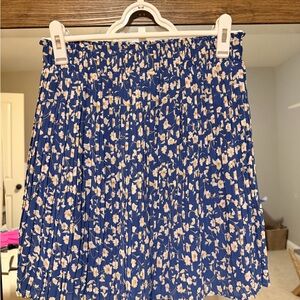 Floral Blue Pleated Skirt